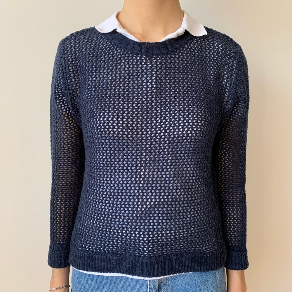 Girl’s Navy Aqua Sweater